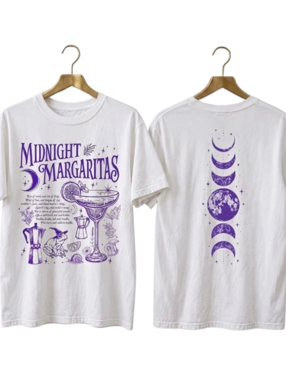 White Tee with Purple Midnight Margaritas Graphic